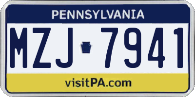 PA license plate MZJ7941