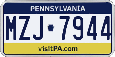 PA license plate MZJ7944