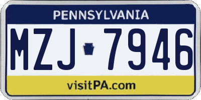 PA license plate MZJ7946