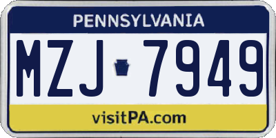PA license plate MZJ7949