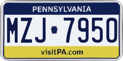 PA license plate MZJ7950