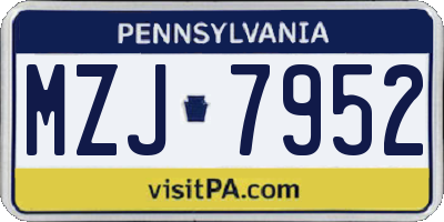 PA license plate MZJ7952