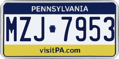 PA license plate MZJ7953