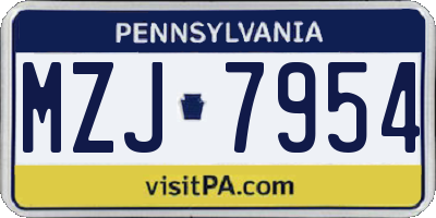 PA license plate MZJ7954