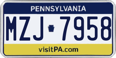 PA license plate MZJ7958