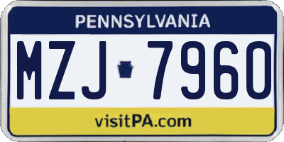 PA license plate MZJ7960