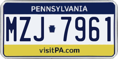 PA license plate MZJ7961