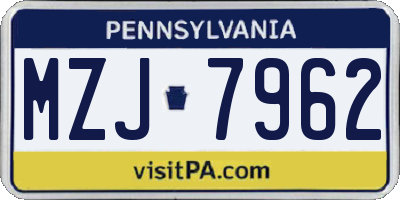 PA license plate MZJ7962