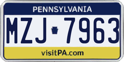 PA license plate MZJ7963