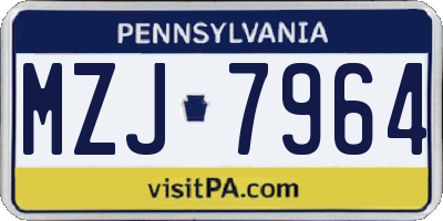 PA license plate MZJ7964