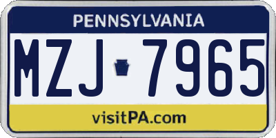 PA license plate MZJ7965