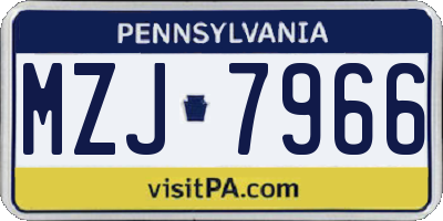 PA license plate MZJ7966