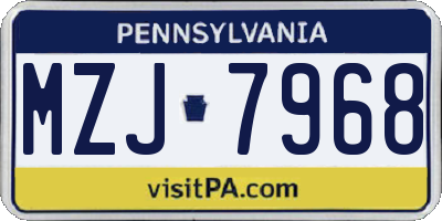 PA license plate MZJ7968