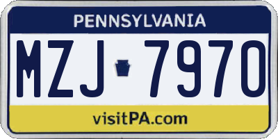 PA license plate MZJ7970