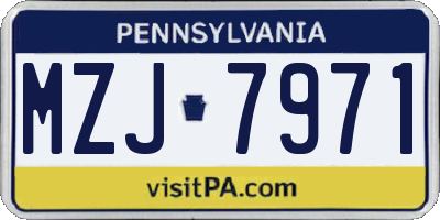 PA license plate MZJ7971