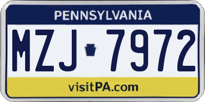 PA license plate MZJ7972
