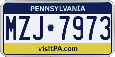 PA license plate MZJ7973
