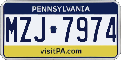 PA license plate MZJ7974