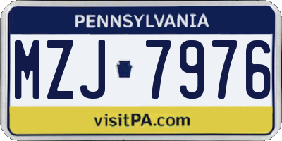 PA license plate MZJ7976