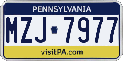 PA license plate MZJ7977