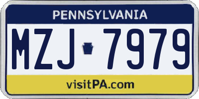 PA license plate MZJ7979