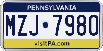 PA license plate MZJ7980