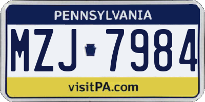 PA license plate MZJ7984