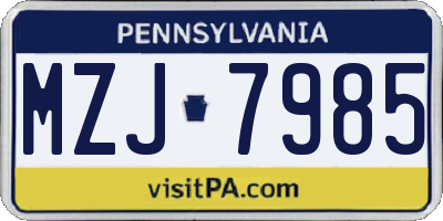 PA license plate MZJ7985
