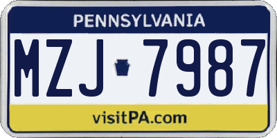 PA license plate MZJ7987