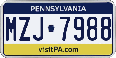 PA license plate MZJ7988