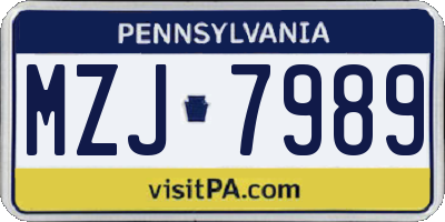 PA license plate MZJ7989