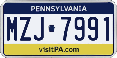 PA license plate MZJ7991