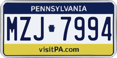 PA license plate MZJ7994