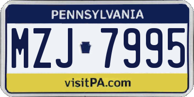 PA license plate MZJ7995