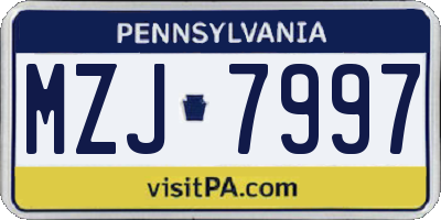 PA license plate MZJ7997