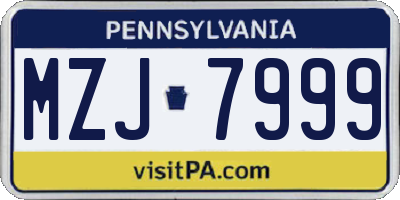 PA license plate MZJ7999