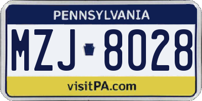 PA license plate MZJ8028