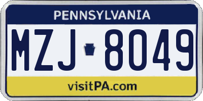 PA license plate MZJ8049