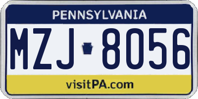 PA license plate MZJ8056