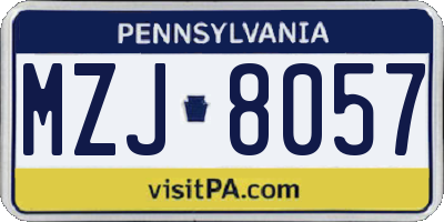 PA license plate MZJ8057