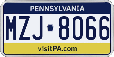 PA license plate MZJ8066
