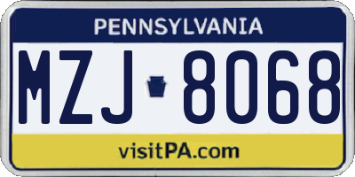 PA license plate MZJ8068