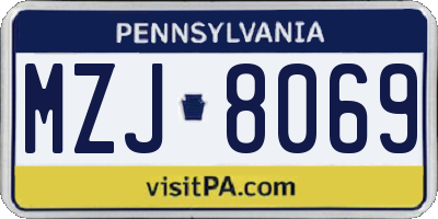 PA license plate MZJ8069