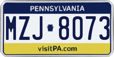 PA license plate MZJ8073