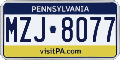 PA license plate MZJ8077