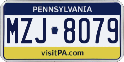 PA license plate MZJ8079