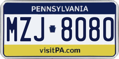 PA license plate MZJ8080