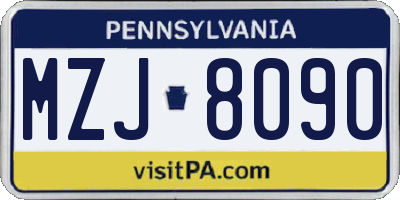 PA license plate MZJ8090