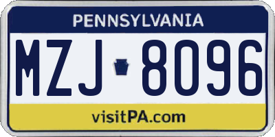 PA license plate MZJ8096