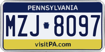 PA license plate MZJ8097